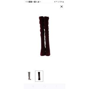 Suede Over-The-Knee Boots Burgundy